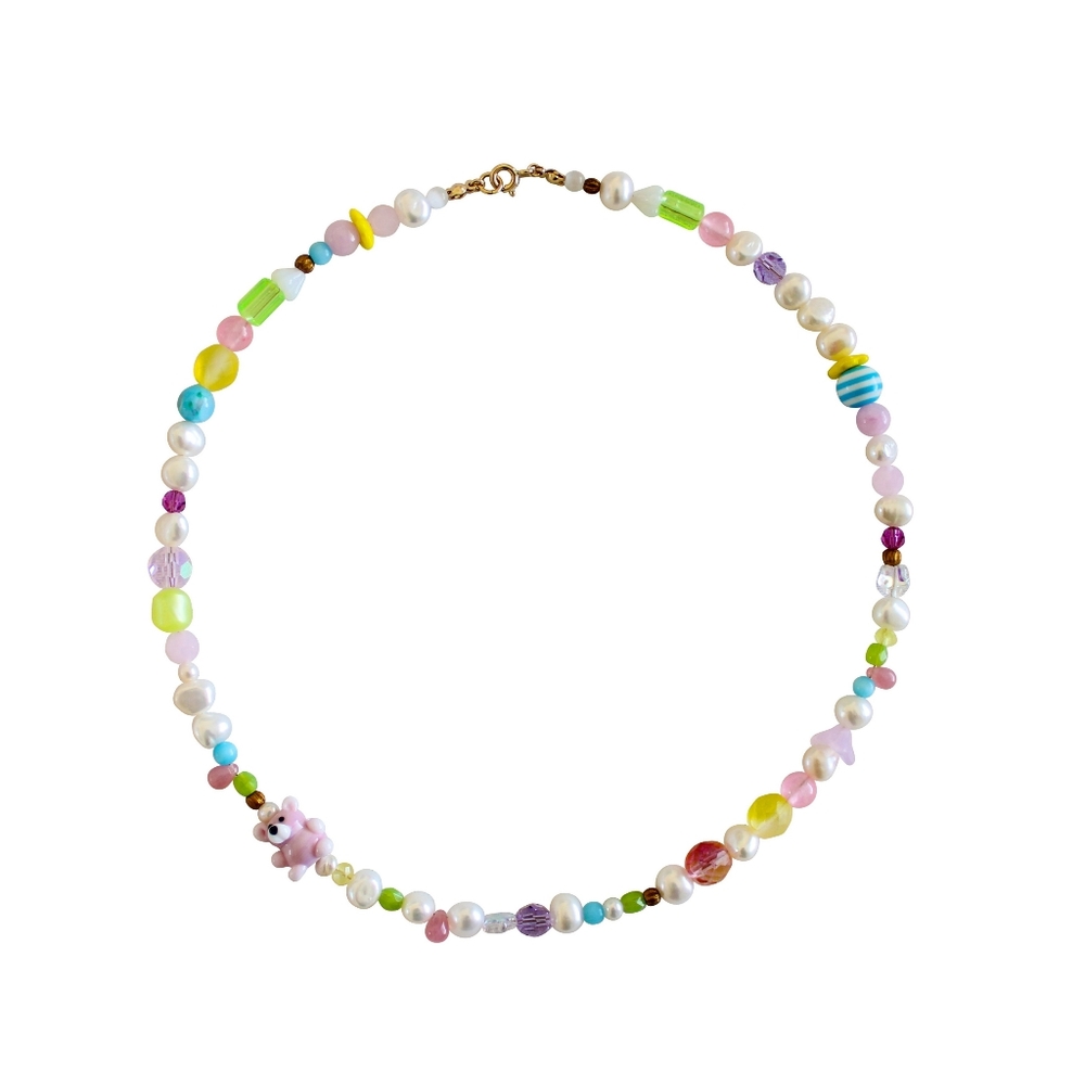 Sugar Bear Beaded Y2K Necklace